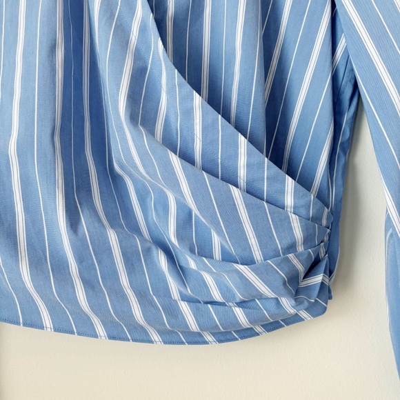 Theory Faux Wrap Top Quincy Striped Small Blue - Picture 3 of 8